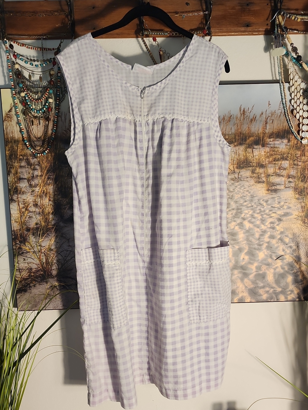 Vintage NATIONAL Gingham House Smock Dress